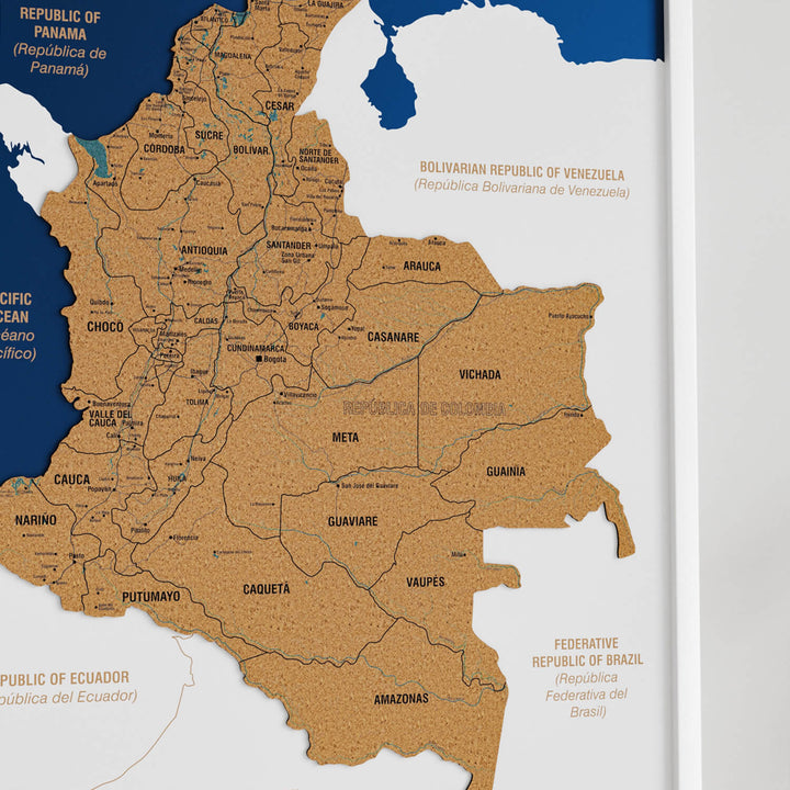 Framed Colombia Cork Map Wall Decor