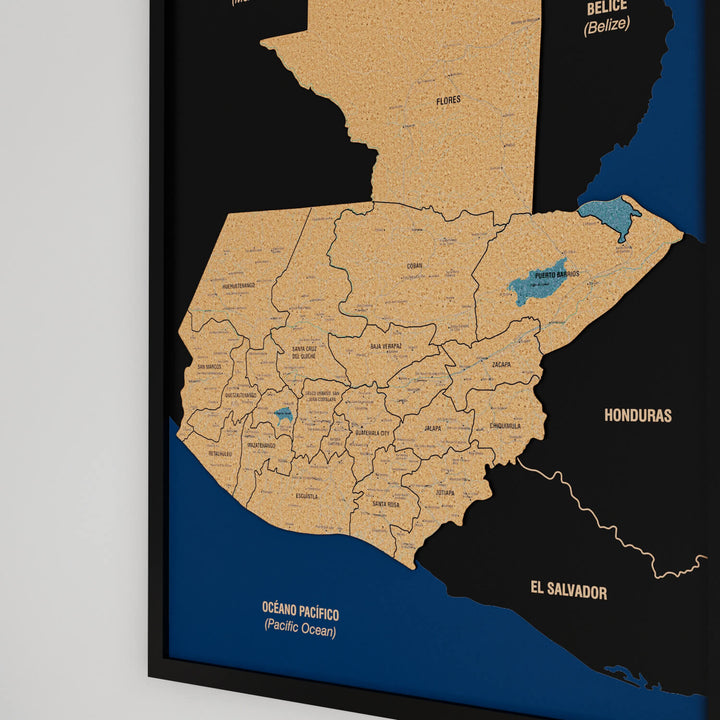Framed Guatemala Cork Wall Map Decor