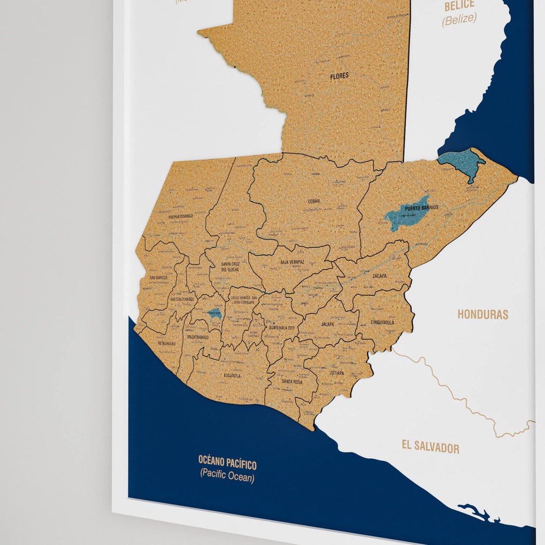 Framed Guatemala Cork Wall Map Decor