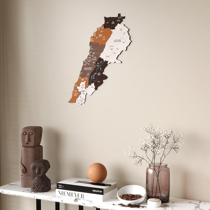 Lebanon Wooden Wall Map Colorful Flag Edition Decor