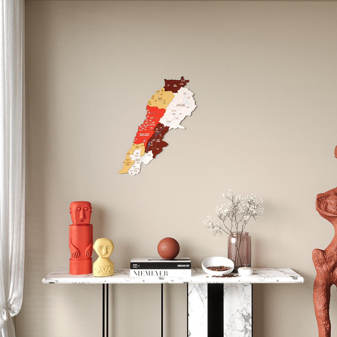 Lebanon Wooden Wall Map Colorful Flag Edition Decor