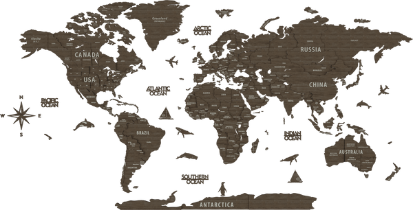 Wood Map - Wooden World Map Puzzle, 3D Wall Art Betul &mdash; size  shown to scale on a 4.2 metre wall