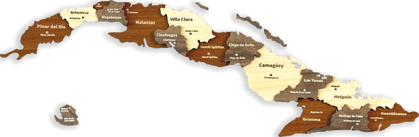 3D Wooden Multilayered Wall Map Of Cuba &mdash; size  shown to scale on a 2.0 metre wall