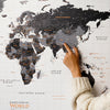Modern Monochrome Black and Grey Canvas World Map - Journeys