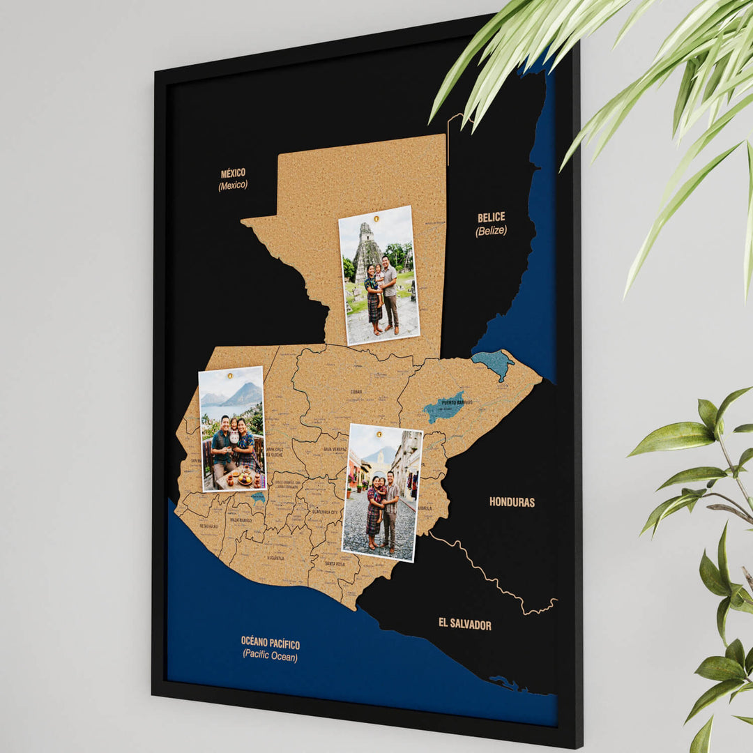 Framed Guatemala Cork Wall Map Decor