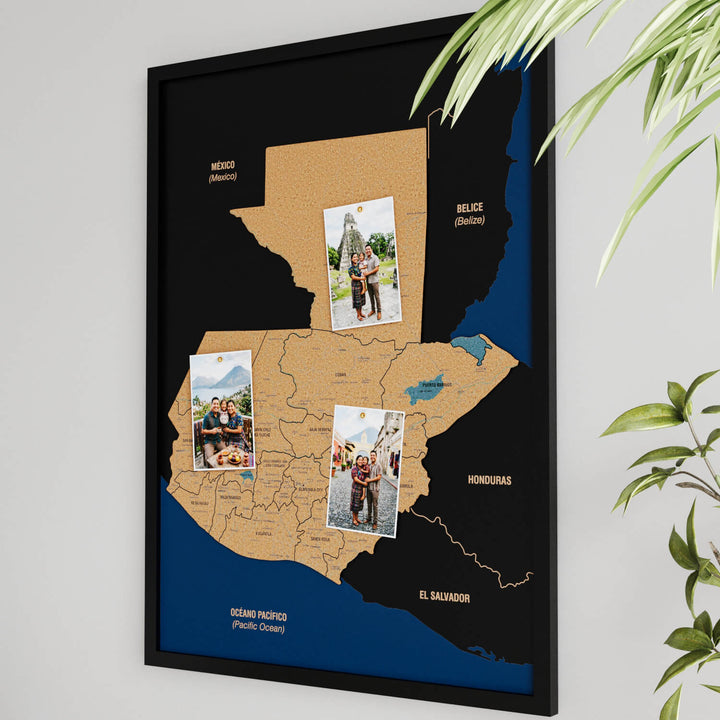 Framed Guatemala Cork Wall Map Decor