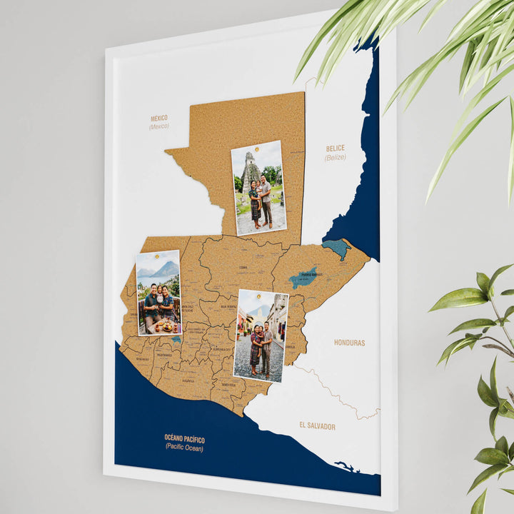 Framed Guatemala Cork Wall Map Decor