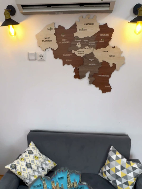 3D Wooden Belgium Map