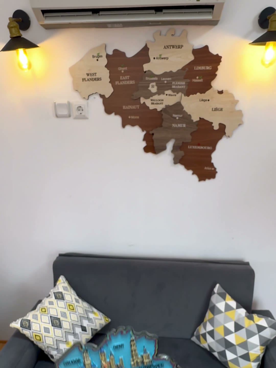 3D Wooden Multilayered Wall Map Of Belgium