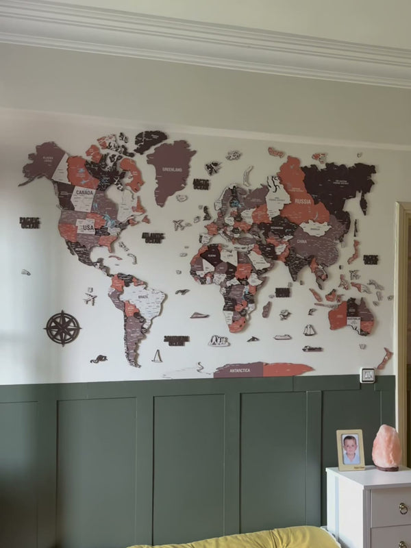 3D Wooden World Map - Soil