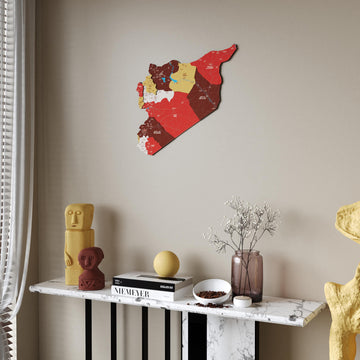 Syrian Wooden Wall Map 3D Art Decor
