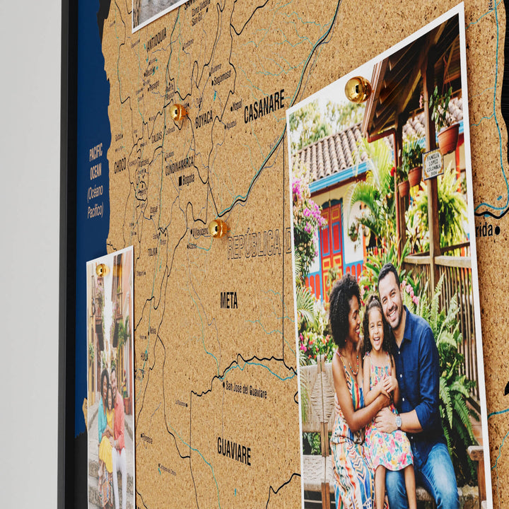 Framed Colombia Cork Map Wall Decor