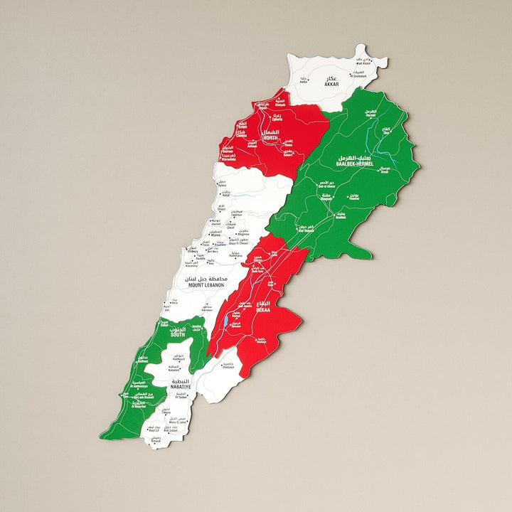 Lebanon Wooden Wall Map Colorful Flag Edition Decor
