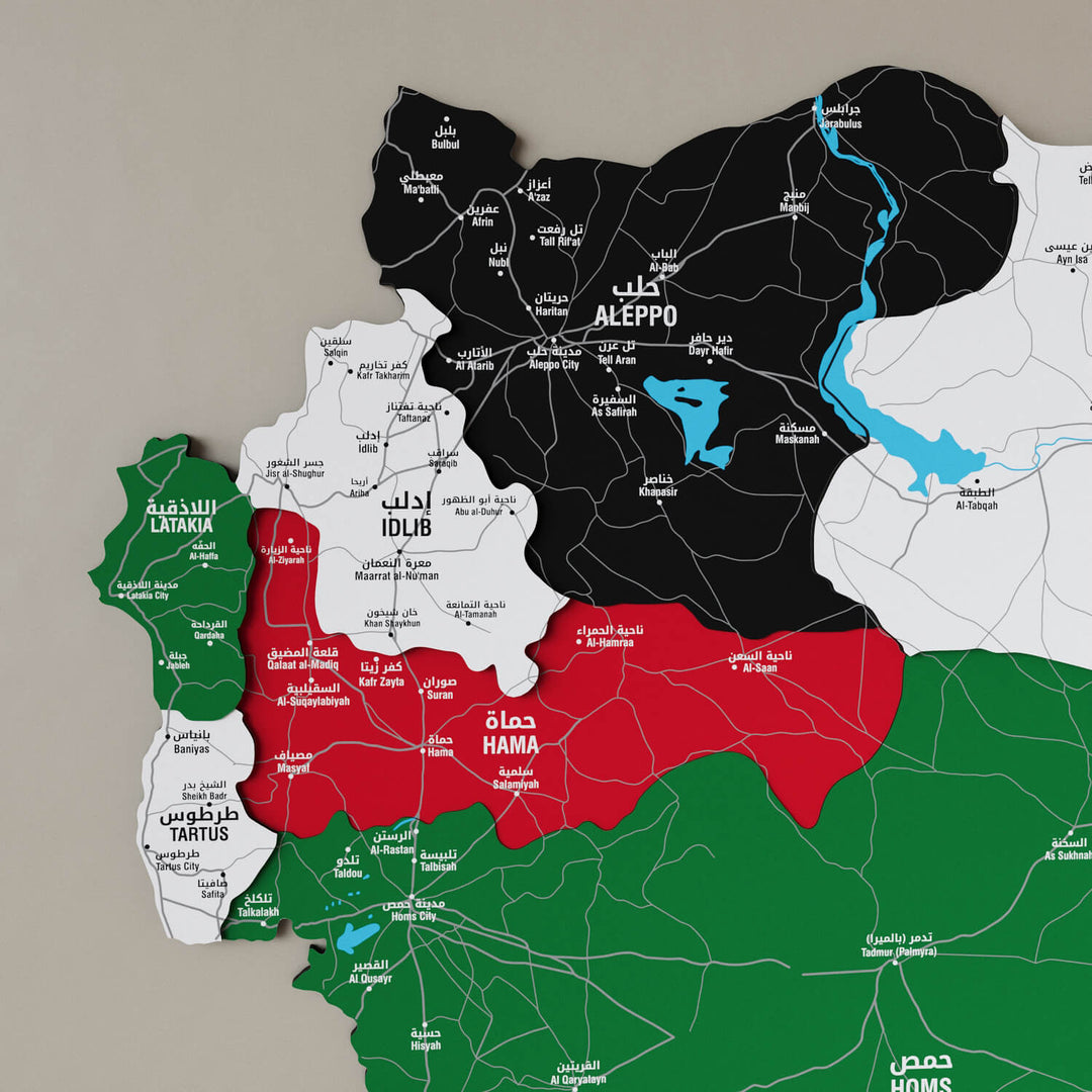 Syrian Wooden Wall Map 3D Art Decor
