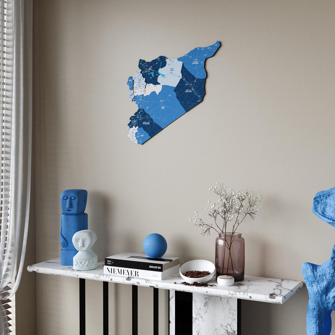 Syrian Wooden Wall Map 3D Art Decor