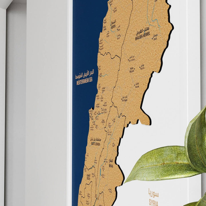 Framed Lebanon Cork Wall Map Decor