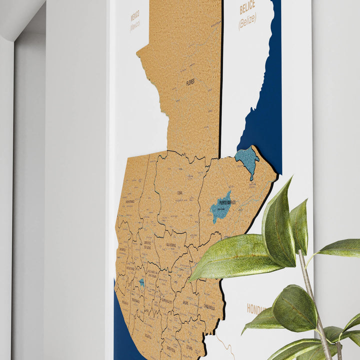 Framed Guatemala Cork Wall Map Decor