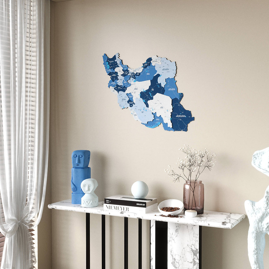 Iran Wooden Wall Map Colorful Flag Edition Decor