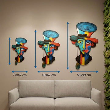 Size comparison above a sofa: 27x47, 40x67 and 58x99 cm