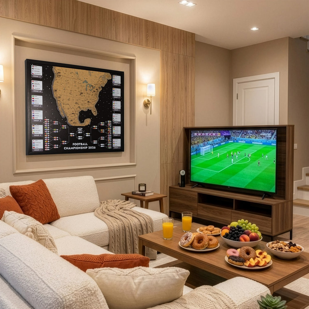 Framed 2026 World Cup Cork Map - Interactive Tournament Bracket
