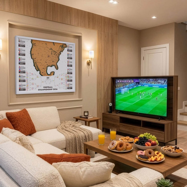 Framed 2026 World Cup Cork Map - Interactive Tournament Bracket