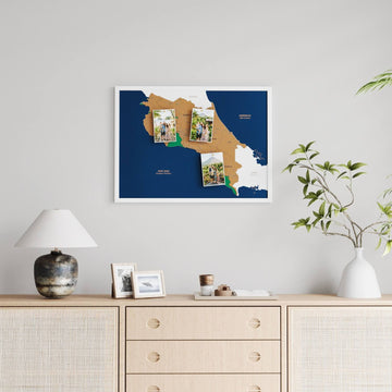 Framed Costa Rica Cork Wall Map Decor