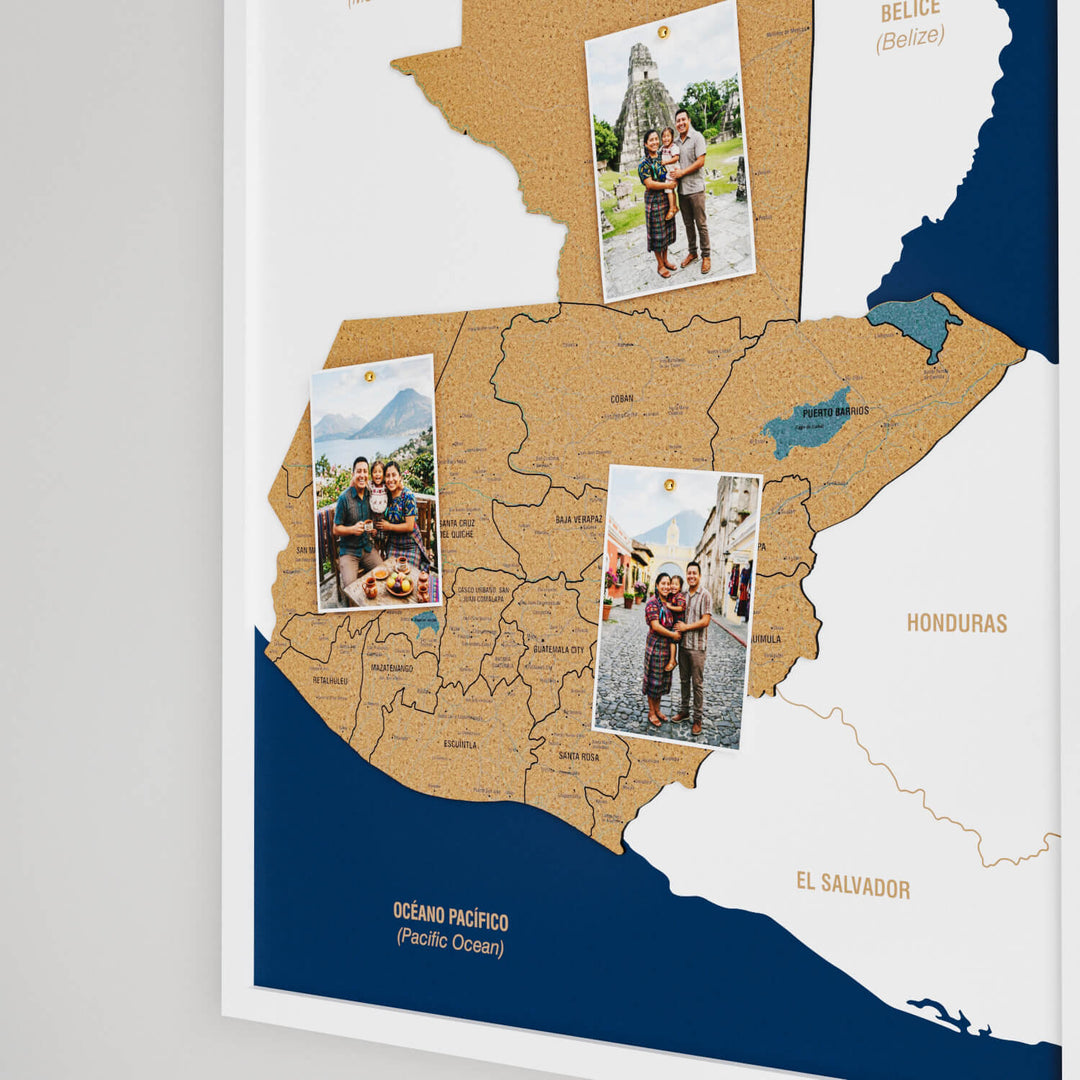 Framed Guatemala Cork Wall Map Decor