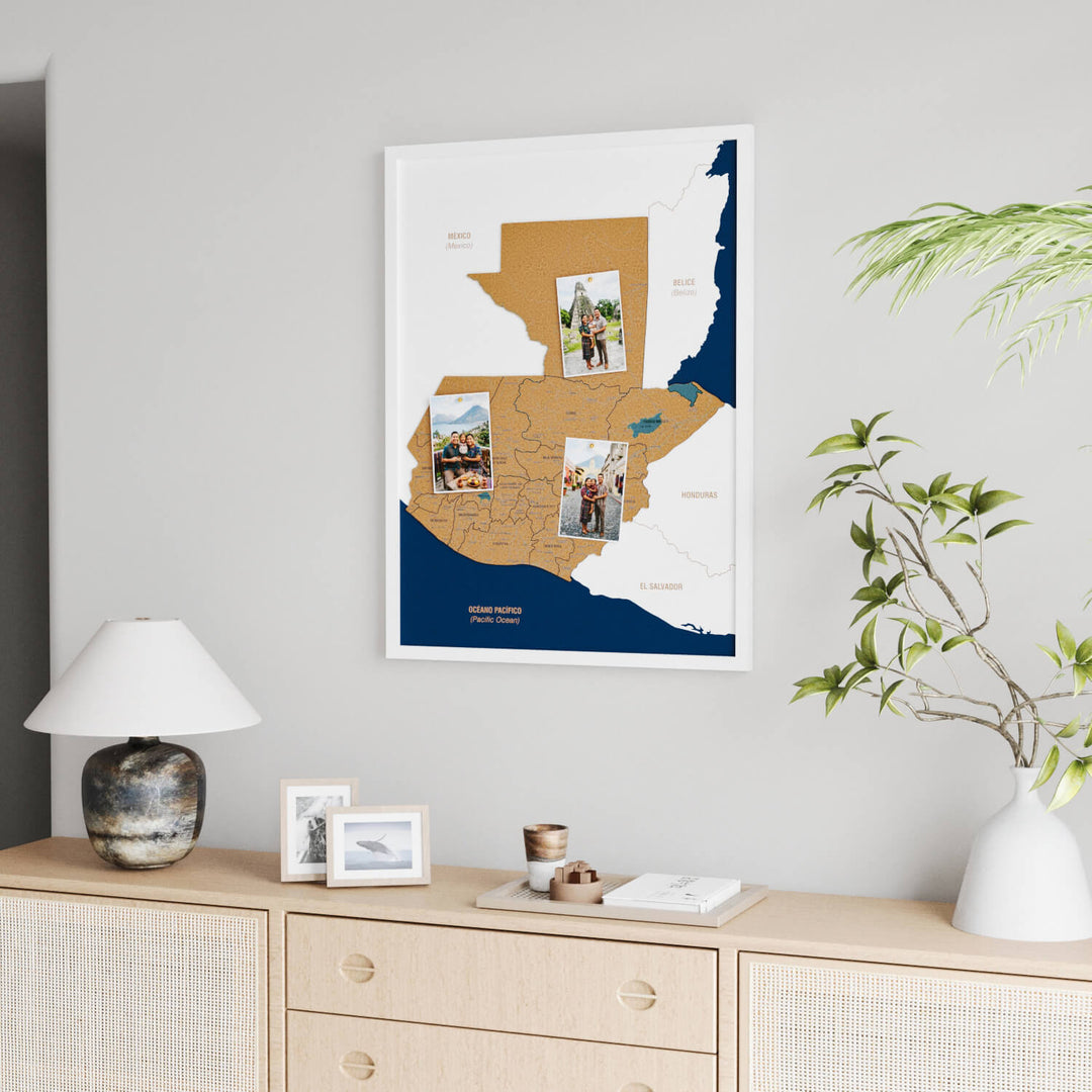 Framed Guatemala Cork Wall Map Decor