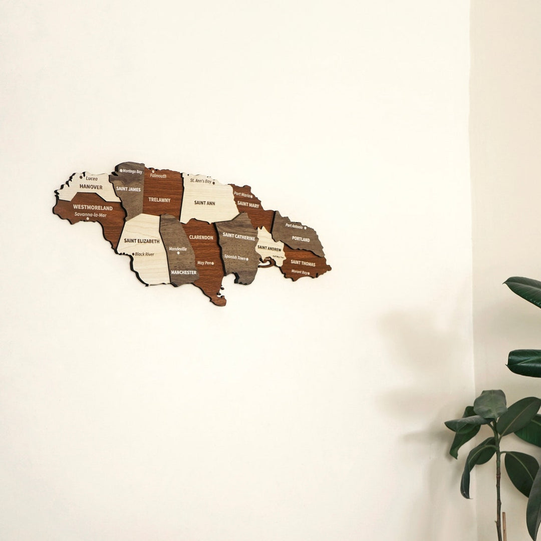 3D Wooden Jamaica Map Wood Wall Decor