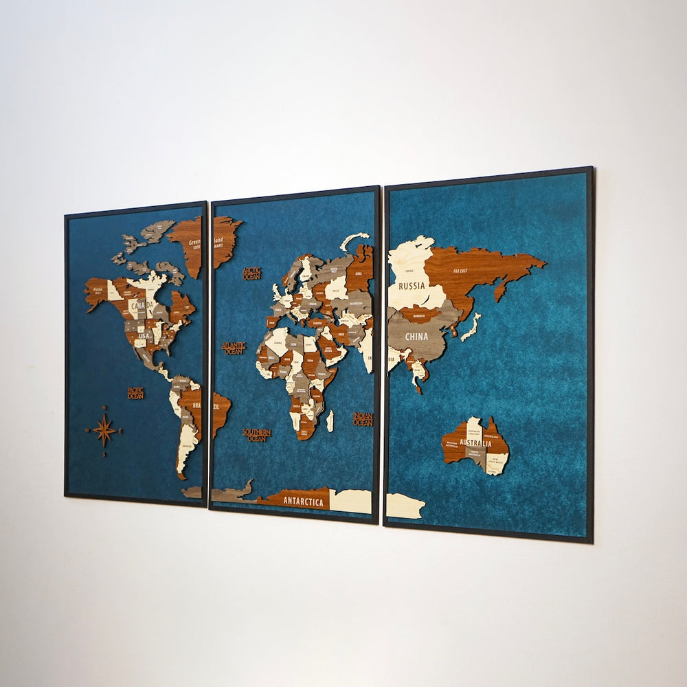 HYPERI 3D Wooden World Map Wall Decor, Multicolored Wood Map, Xtra Xlarge  World Map with Pins, Push Pin Travel Map, Mapas Del Mundo Para Marcar