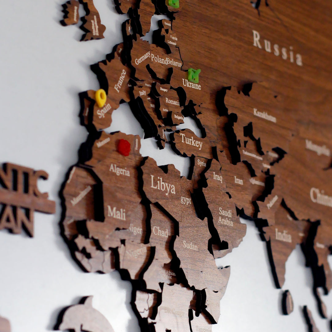 3D Wooden World Map For Wall in India