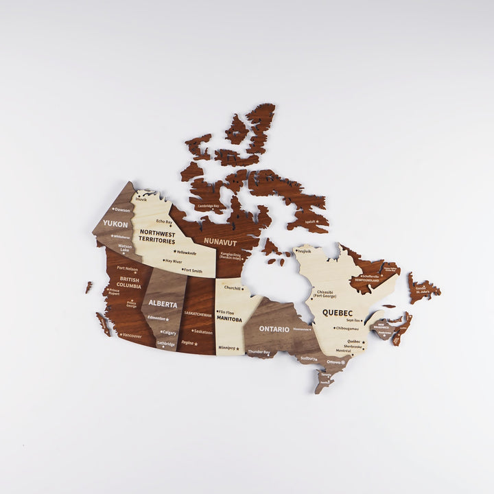 canada-map-office-wood-decor-light-brown-dark-brown-cream-3d-map-very-colorful-wall-decors-country-map-colorfullworlds