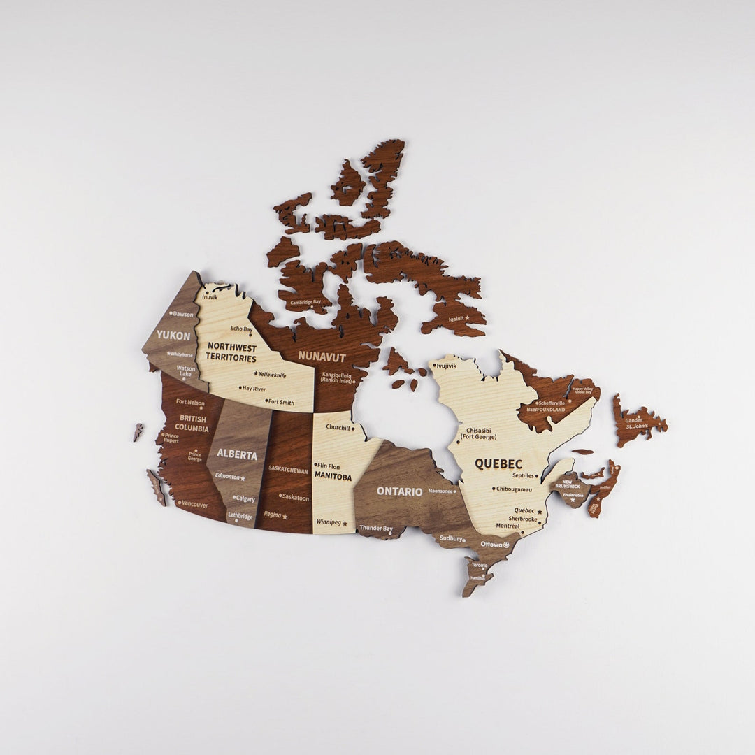 canada-map-country-map-light-brown-dark-brown-cream-3d-map-wall-decors-very-colorful-office-wood-decor-colorfullworlds