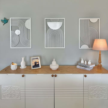 Mid Century Vertical Triple Set Metal Wall Decor