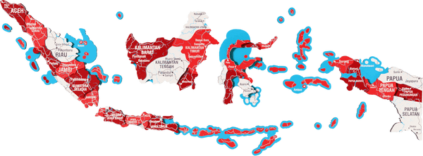 Indonesia Wooden Wall Map - 3D UV Printed Wall Art &mdash; size  shown to scale on a 4.2 metre wall
