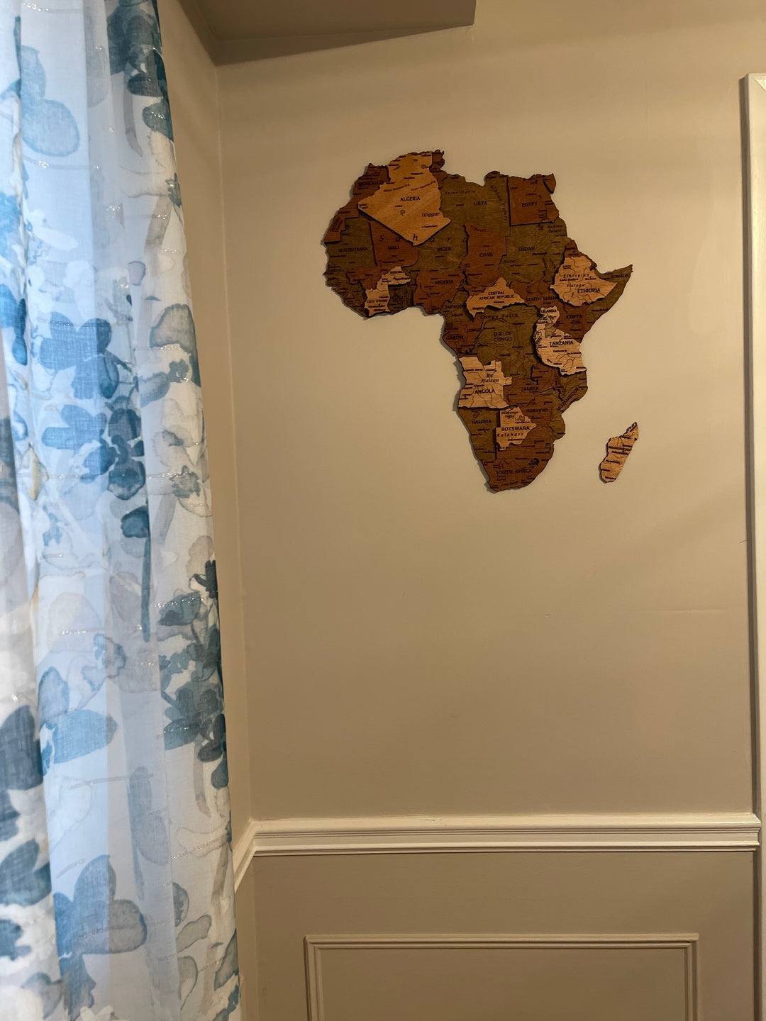 3D Wooden Multilayered Africa Map in a customer's home