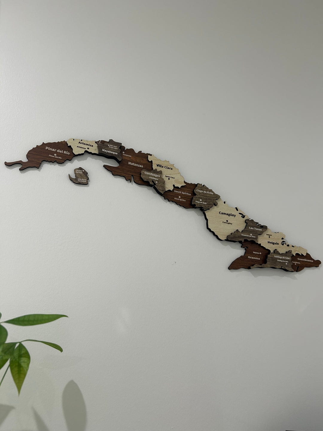 3D Wooden Multilayered Wall Map Of Cuba in a customer's home