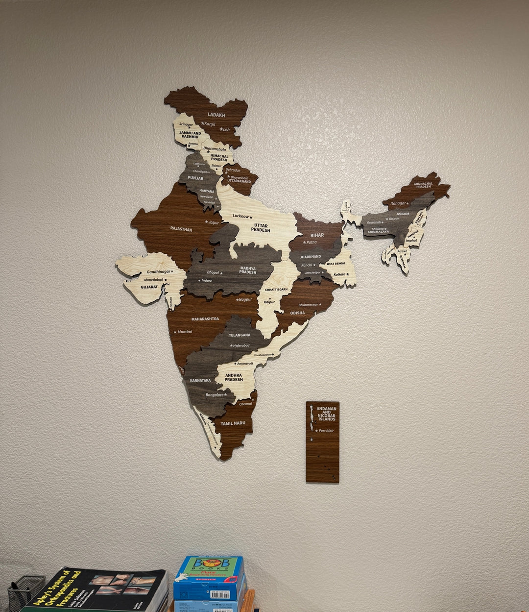 India Country Map - Wood Wall Art Decor 3D&Multiyered - Indian Gifts in a customer's home
