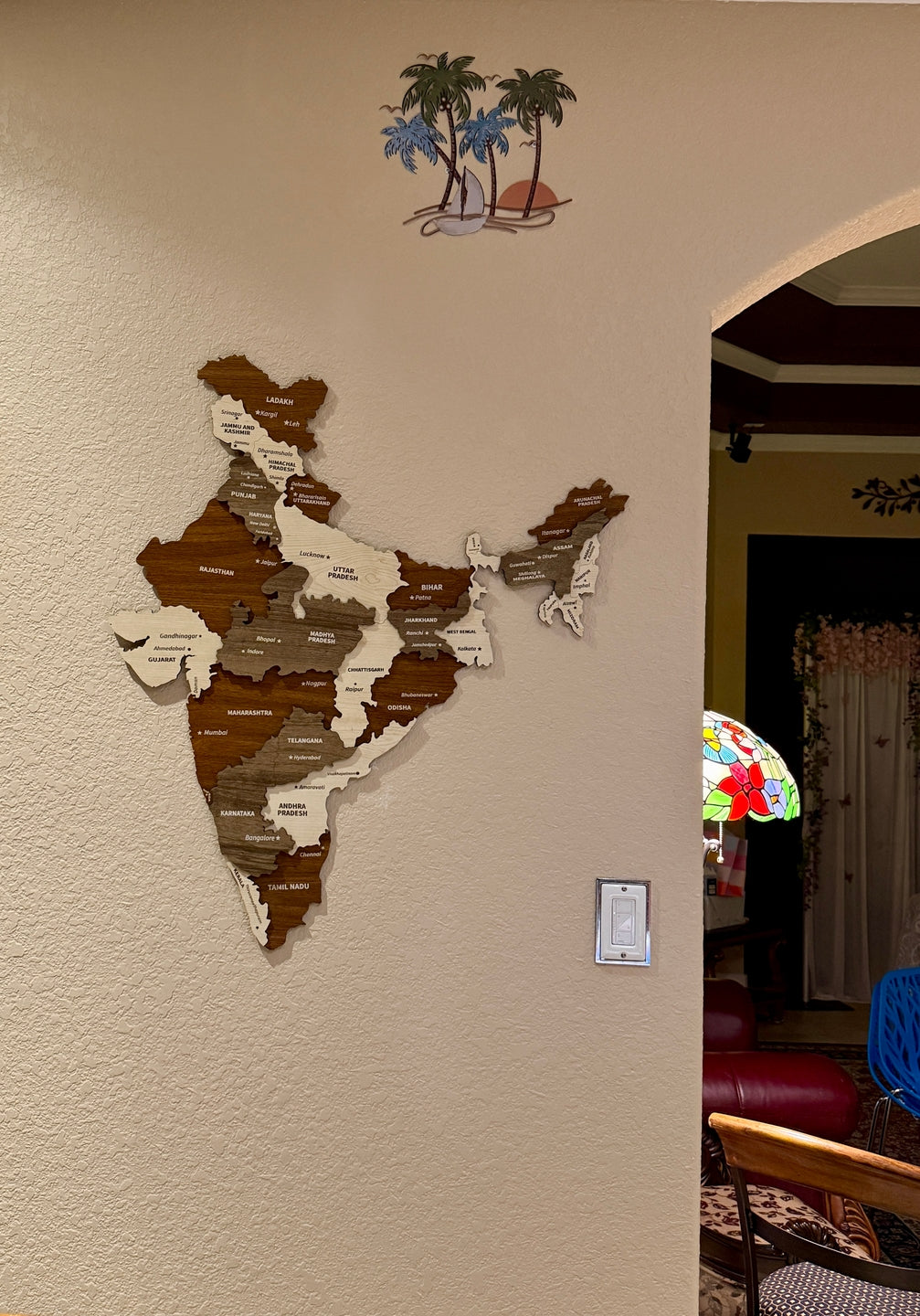 India Country Map - Wood Wall Art Decor 3D&Multiyered - Indian Gifts in a customer's home