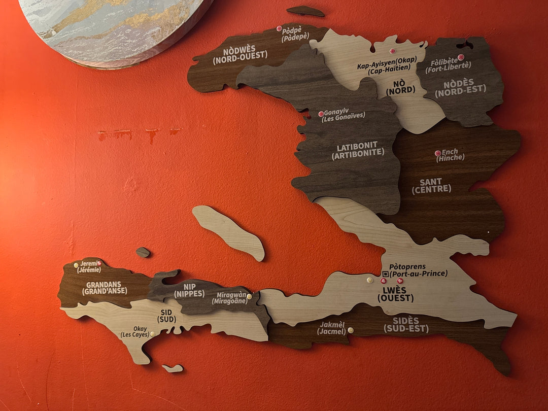 Map of Haiti - Wood Wall Art Decor 3D and Multiyered in a customer's home