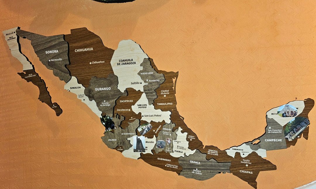 Map of Mexico - Wood Wall Art Decor 3D&Multiyered, Gift for Mexican in a customer's home