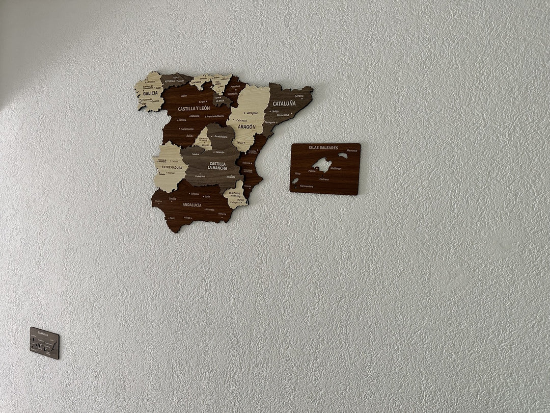 Map of Spain - Wood Wall Art Decor 3D&Multiyered - Gift for Spain in a customer's home
