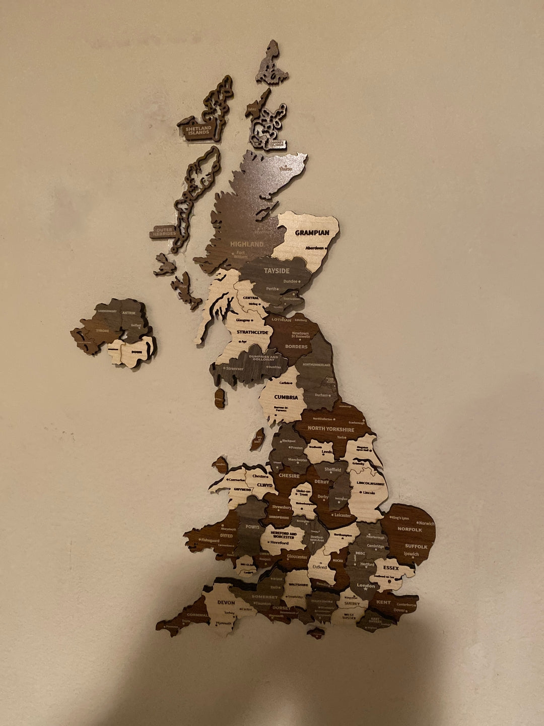 Map of United Kingdom - Wood Wall Art Decor 3D&Multiyered - Gift for Her UK in a customer's home