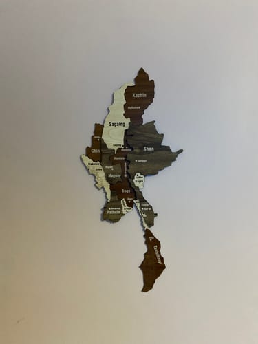 Myanmar Country Map Wood Art Wall Decor, 3D Wood Maps in a customer's home