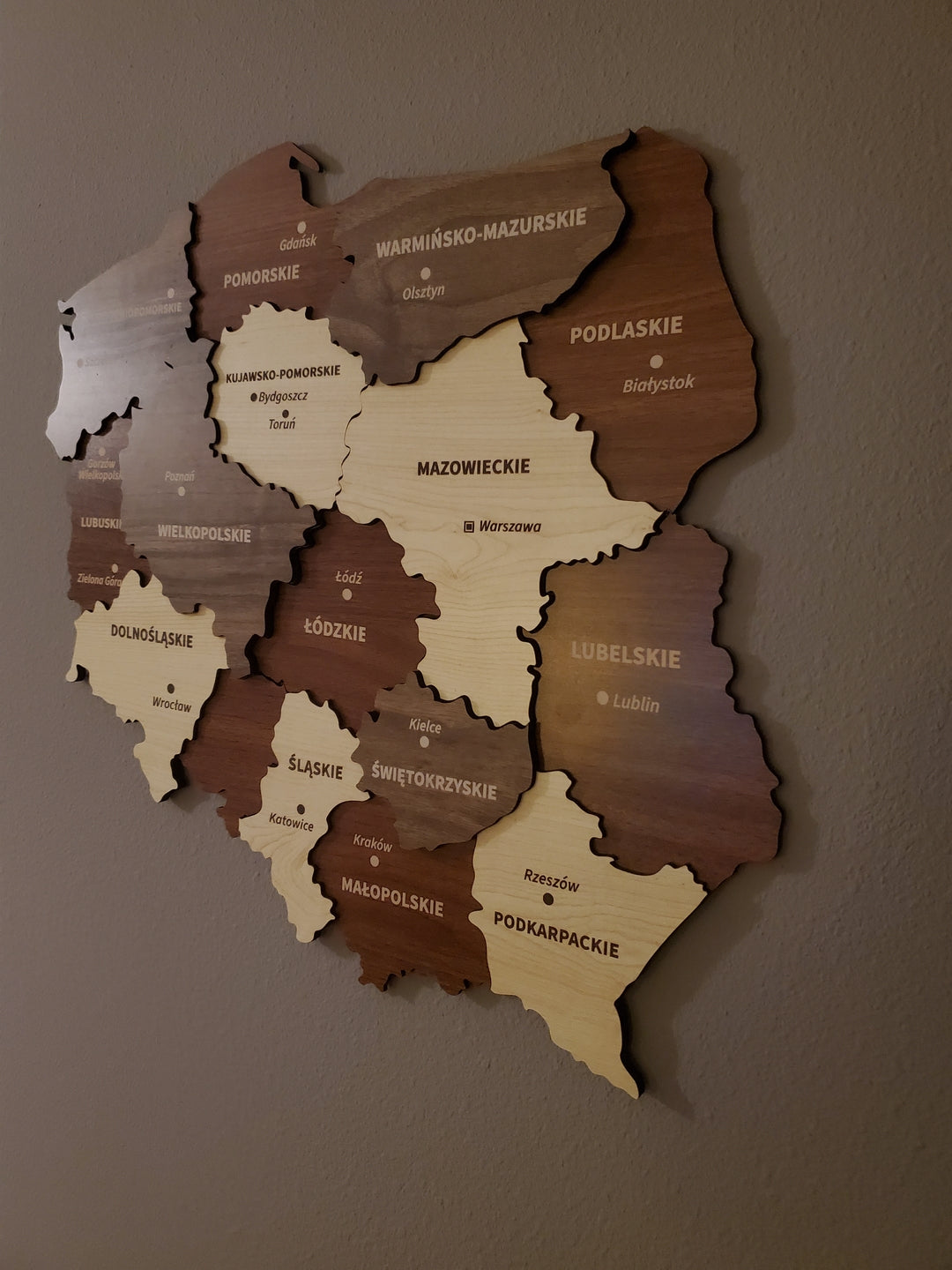 Poland Country Map - Wood Wall Art Decor 3D&Multiyered, Poland Gifts in a customer's home