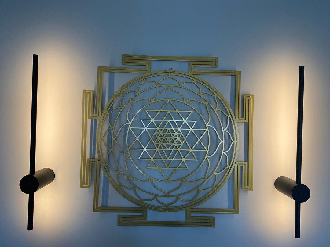 Sri Yantra Metal Wall Art: Perfect Living Room Wall Decor in a customer's home