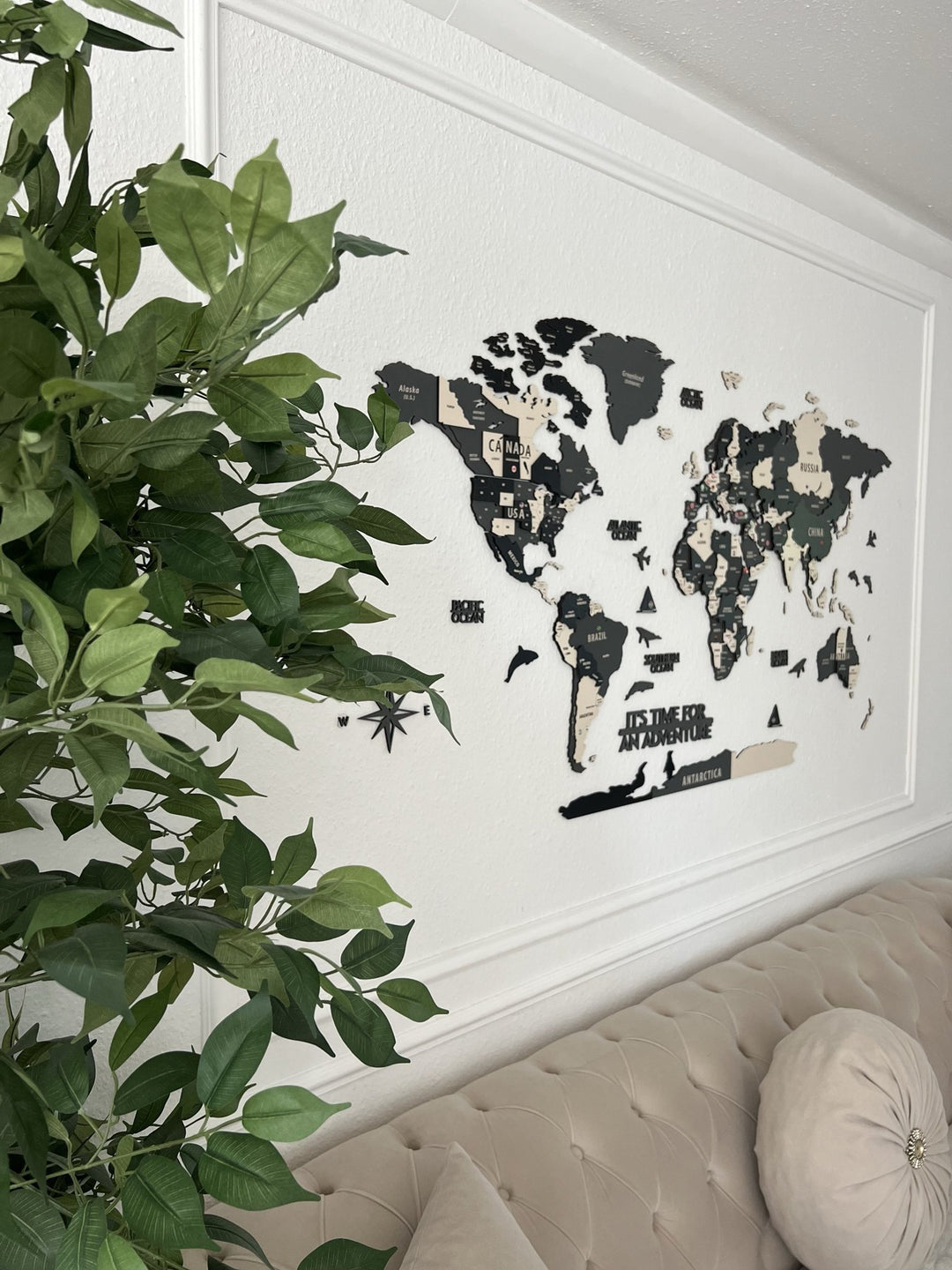 Wood Map Living Room Wall Decor - World Map Wall Art styled by @rehabreshid