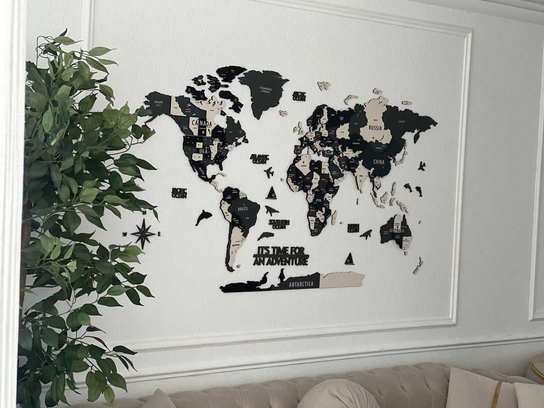 Wood Map Living Room Wall Decor - World Map Wall Art styled by @rehabreshid