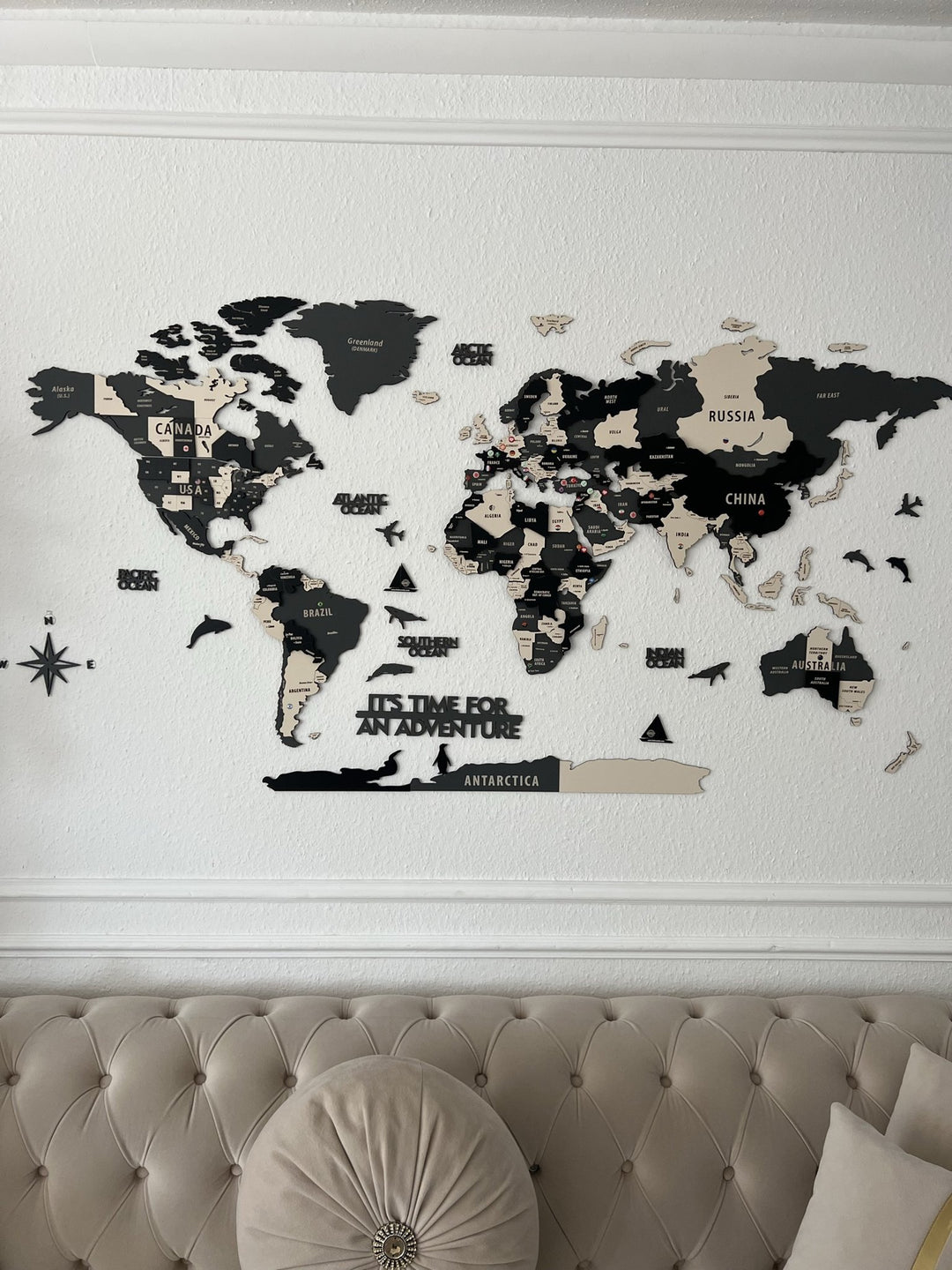 Wood Map Living Room Wall Decor - World Map Wall Art styled by @rehabreshid