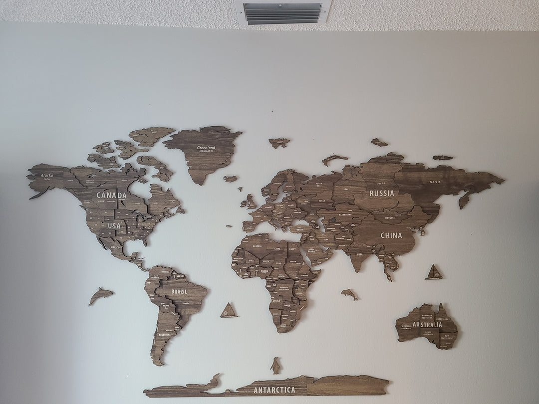 Wood Map - Wooden World Map Puzzle, 3D Wall Art Betul in a customer's home